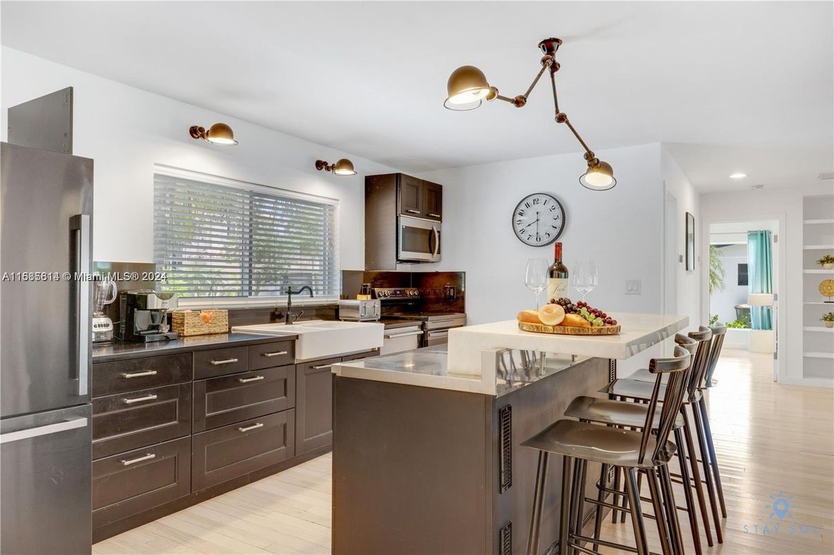 Interior, Kitchen, Recessed Lighting, Wood Texture Flooring