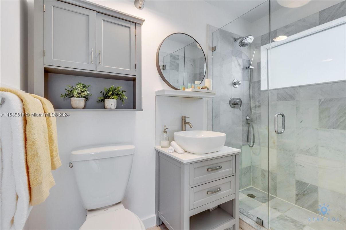 Bathroom, Glass Shower, Interior, Marble Walls