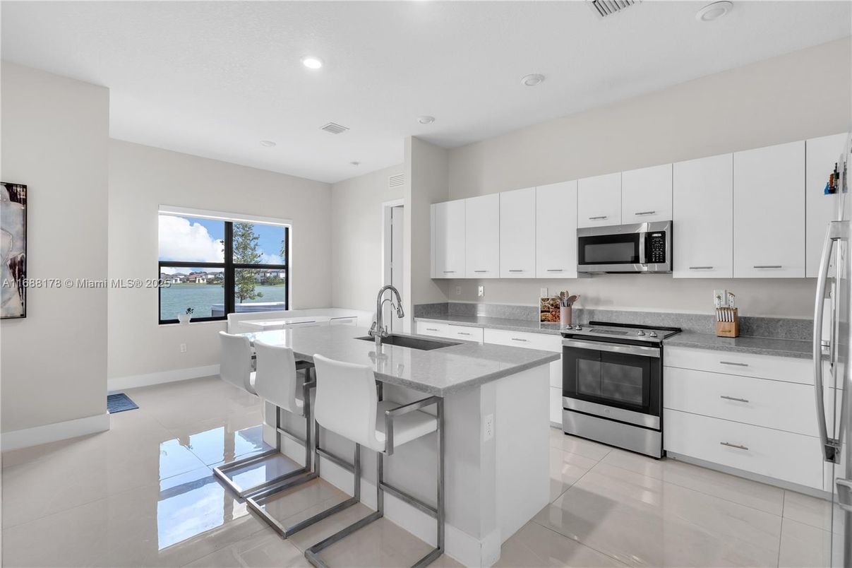 Interior, Kitchen, Recessed Lighting, Stainless Steel Appliances, Water