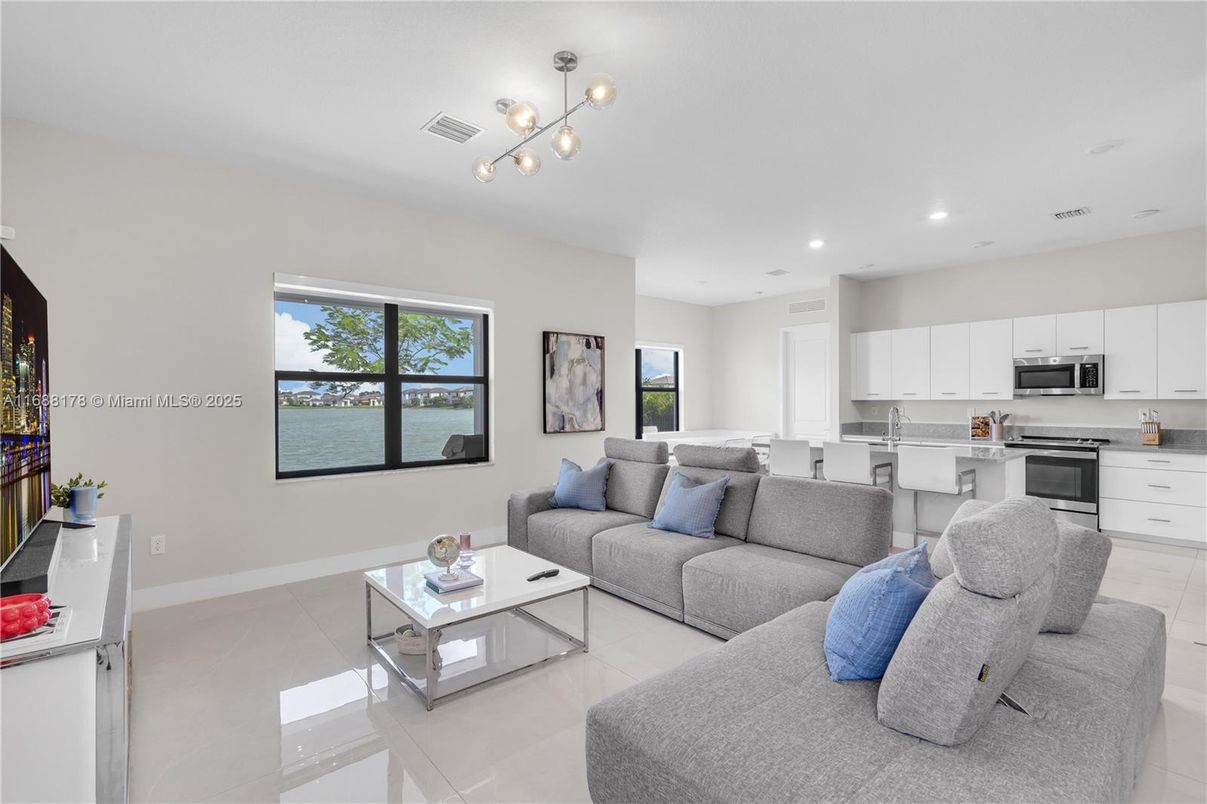 Interior, Kitchen, Living room, Recessed Lighting, Stainless Steel Appliances, Water