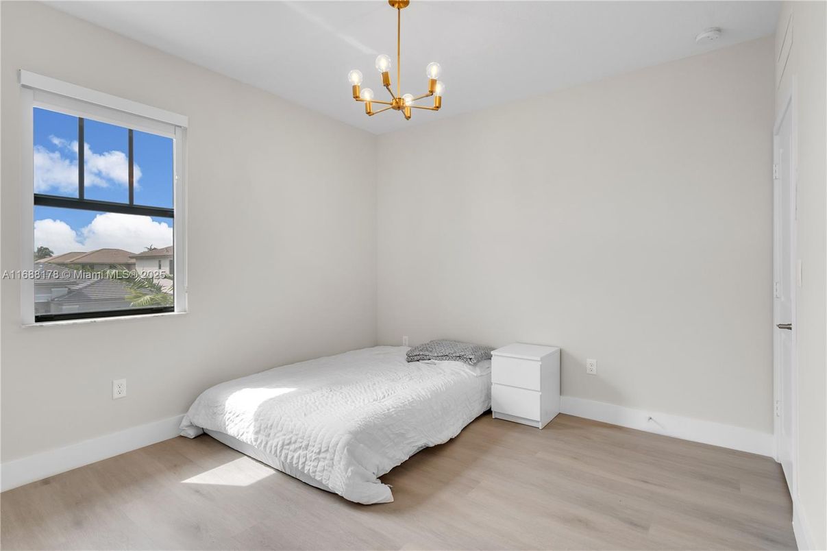 Bedroom, Chandelier, Interior, Pendant Lights, Wood Texture Flooring