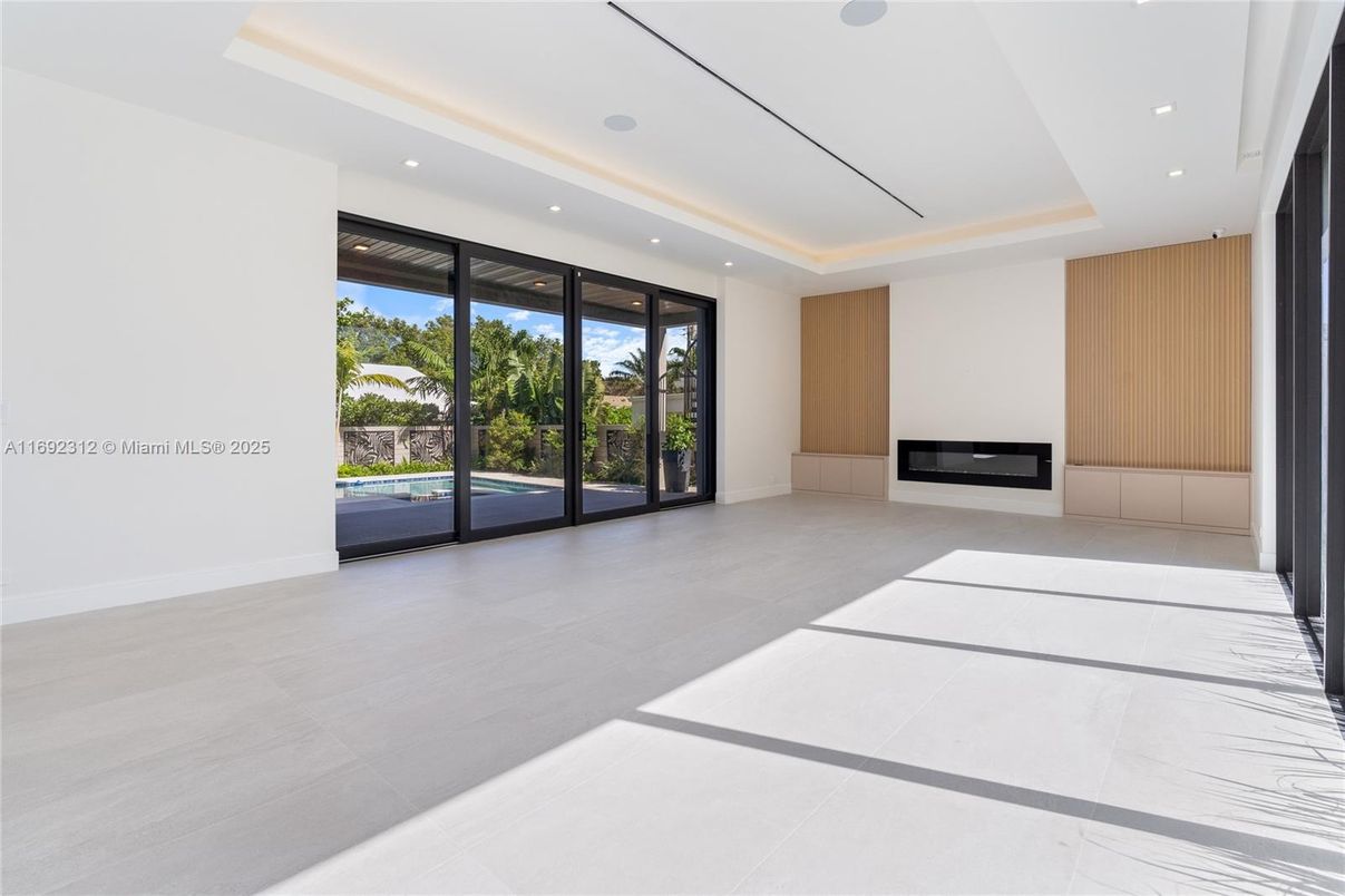 Empty room, Fireplace, Interior, Recessed Lighting