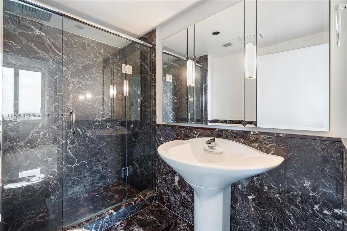 Bathroom, Glass Shower, Interior, Marble Walls