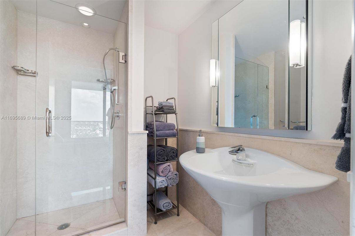 Bathroom, Glass Shower, Interior, Recessed Lighting