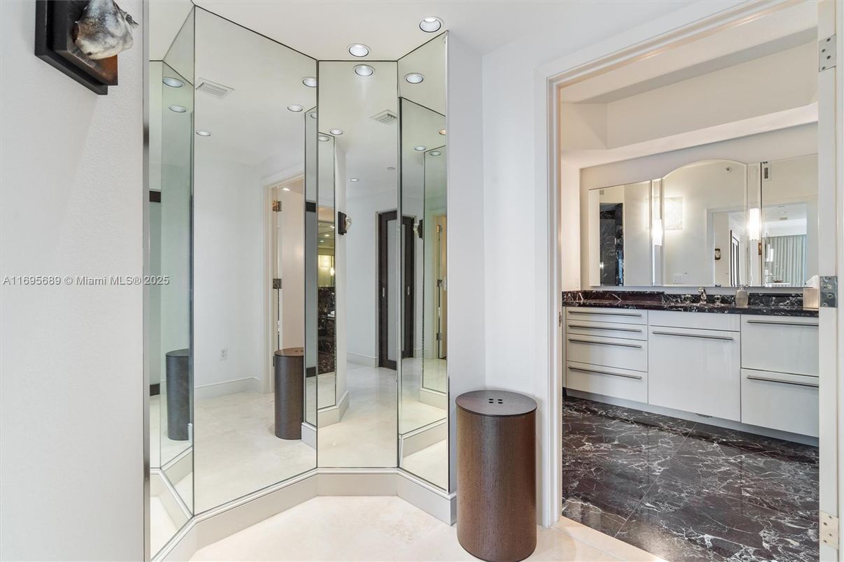 Bathroom, Glass Shower, Interior, Marble, Pendant Lights