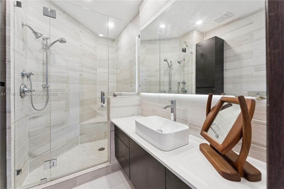 Bathroom, Glass Shower, Interior, Recessed Lighting