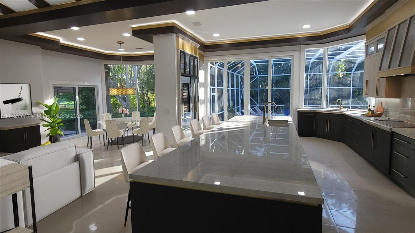 Dining room, Interior, Kitchen, Pendant Lights, Recessed Lighting, Stainless Steel Appliances