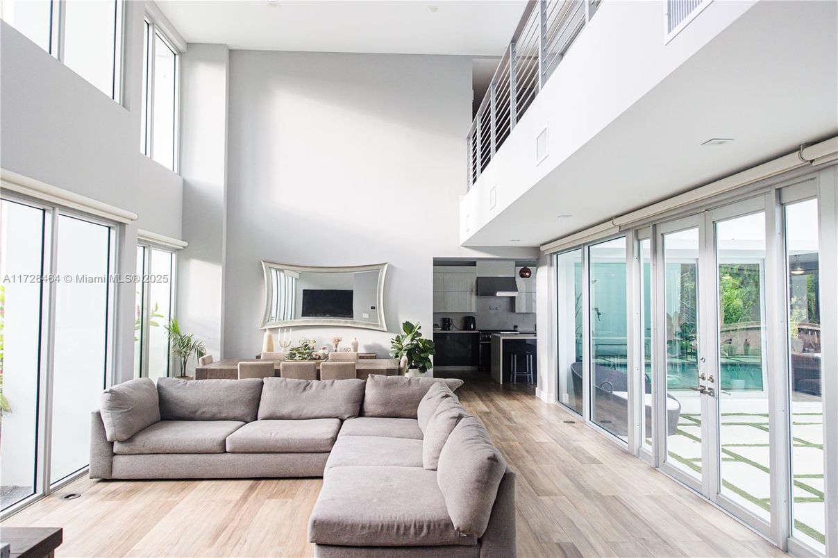 Dining room, Interior, Kitchen, Living room, Recessed Lighting, Wood Texture Flooring