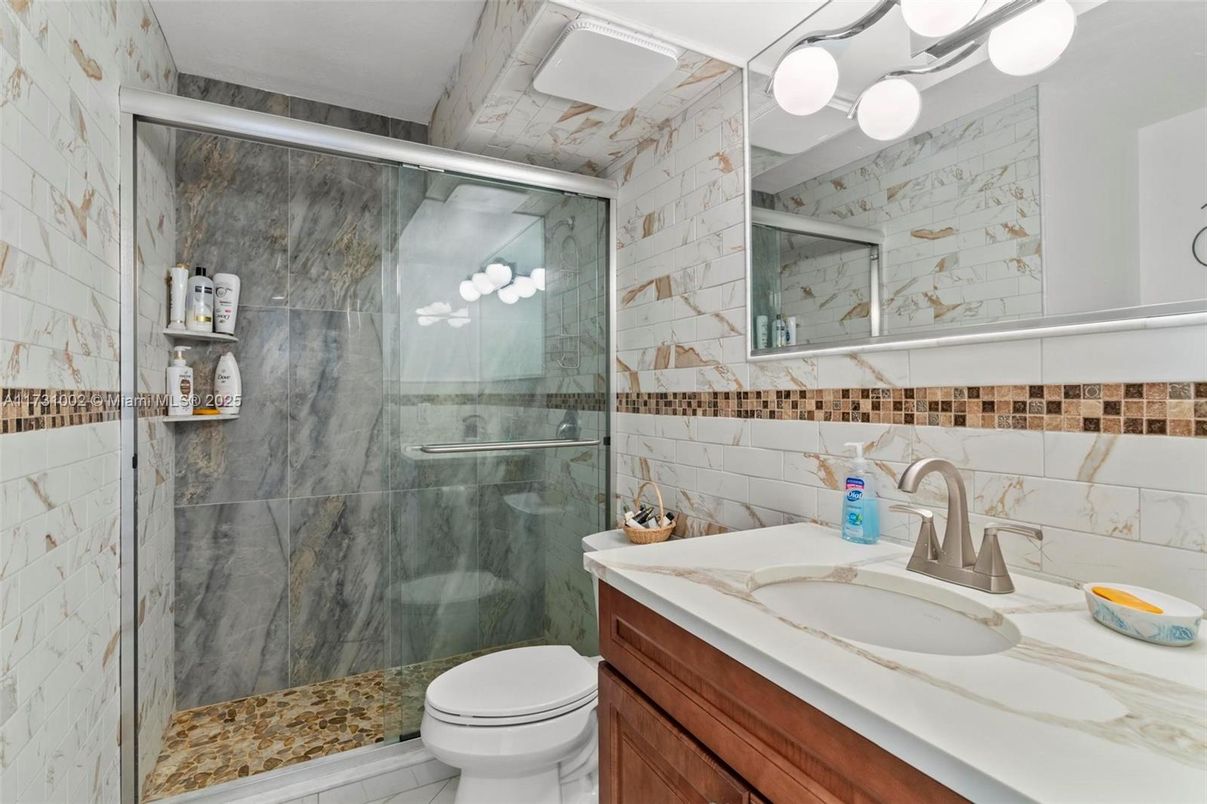 Bathroom, Glass Shower, Interior, Marble Walls