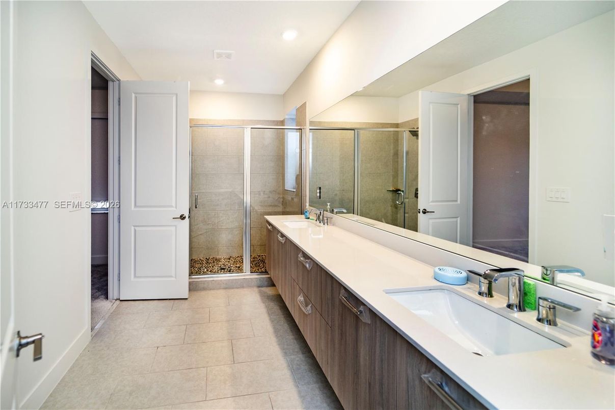 Bathroom, Dual Sink Vanities, Glass Shower, Interior, Recessed Lighting