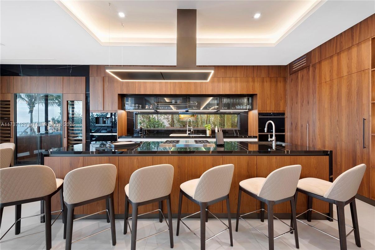 Interior, Kitchen, Recessed Lighting, Stainless Steel Appliances, Wooden Walls