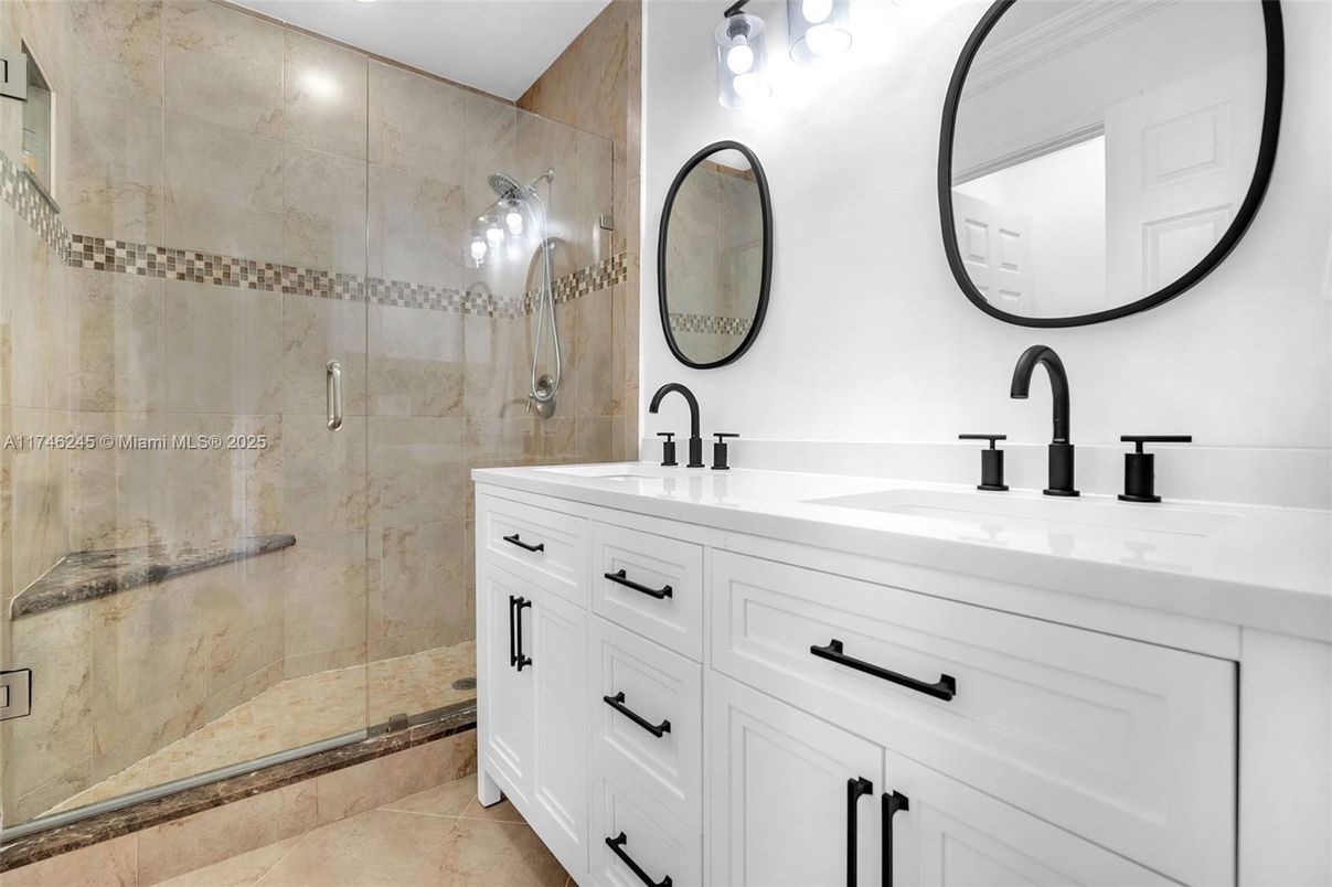 Bathroom, Dual Sink Vanities, Glass Shower, Interior