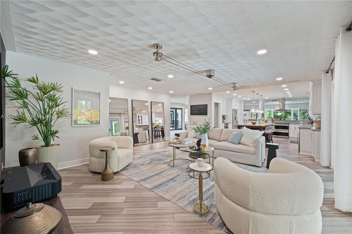 Interior, Kitchen, Living room, Pendant Lights, Recessed Lighting, Stainless Steel Appliances, Wood Texture Flooring