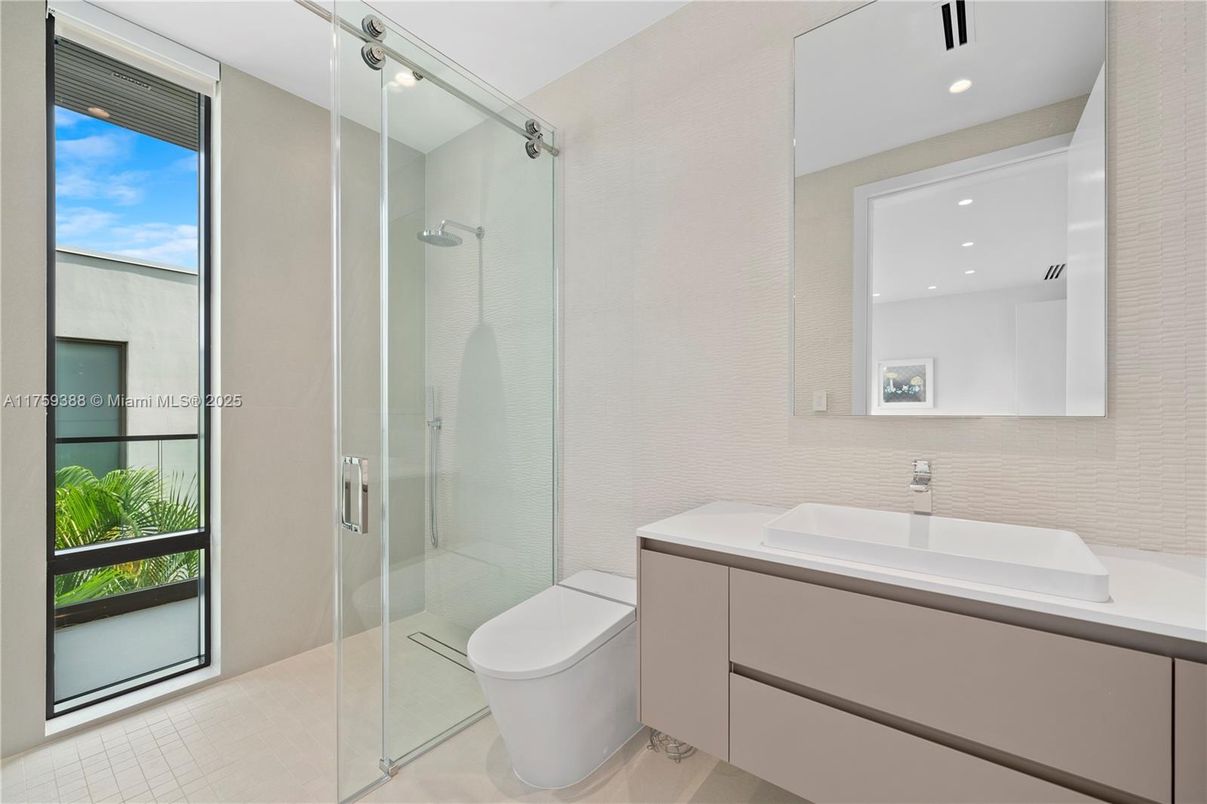 Bathroom, Glass Shower, Interior, Recessed Lighting