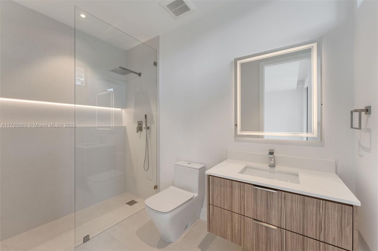 Bathroom, Glass Shower, Interior, Recessed Lighting