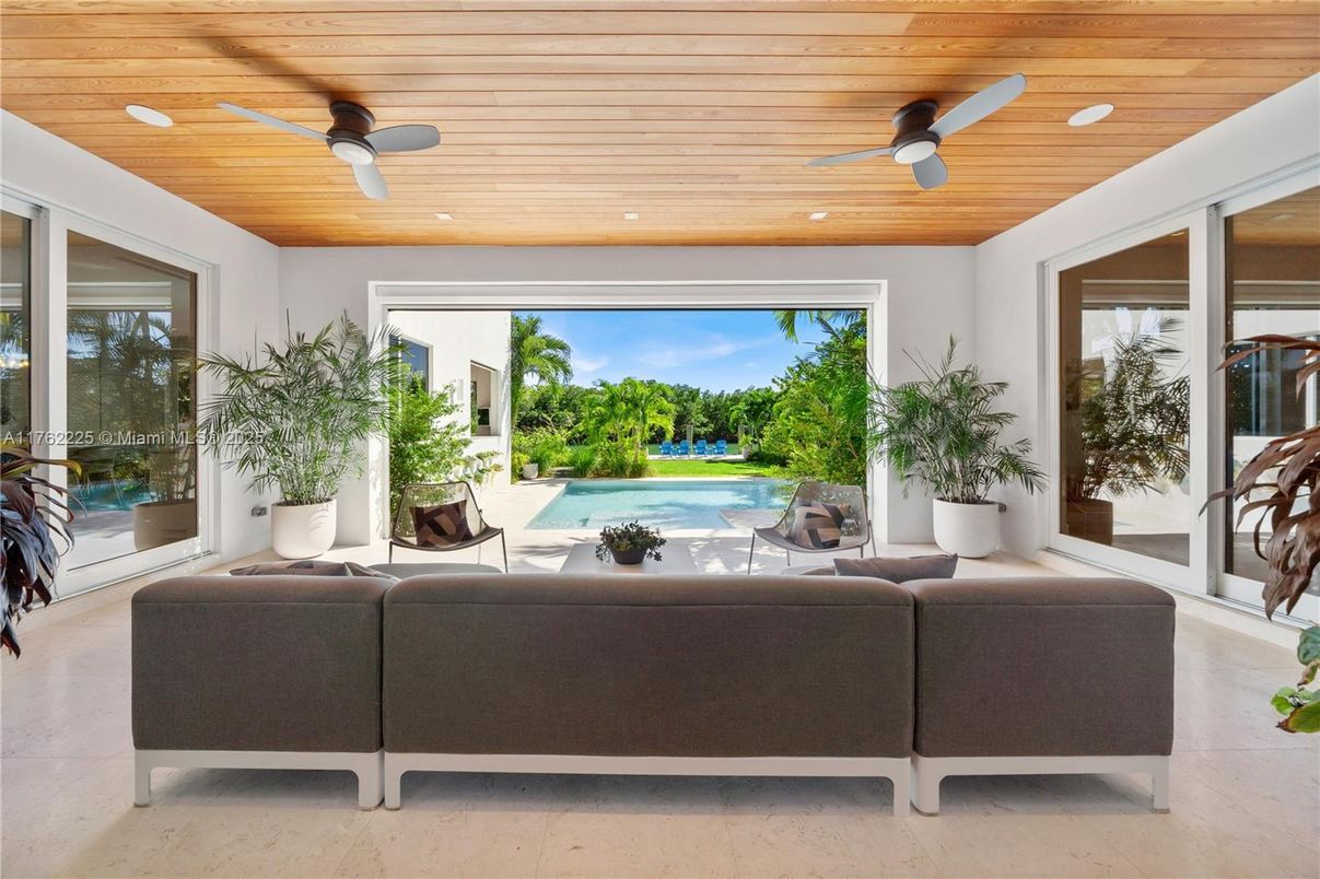 Interior, Living room, Pool, Recessed Lighting, Wooden Ceilings