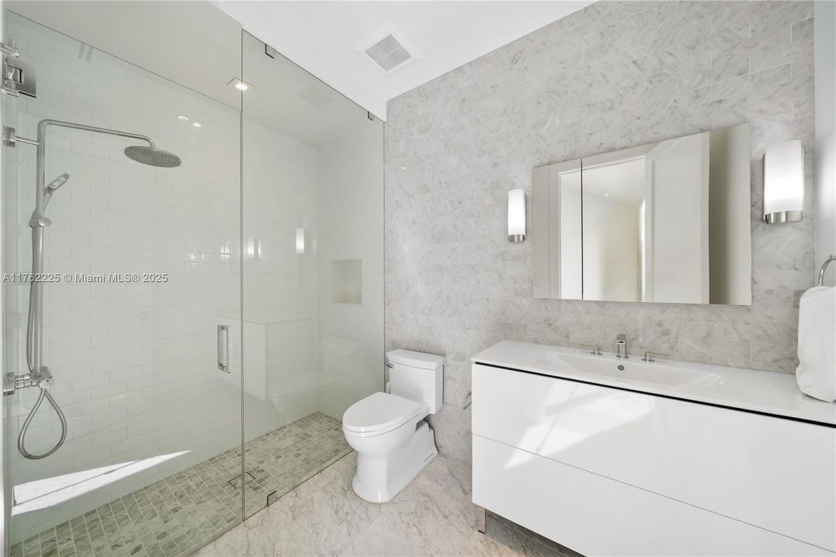 Bathroom, Glass Shower, Interior, Recessed Lighting