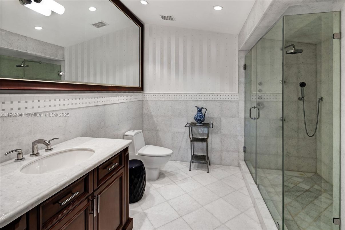 Bathroom, Glass Shower, Interior, Recessed Lighting
