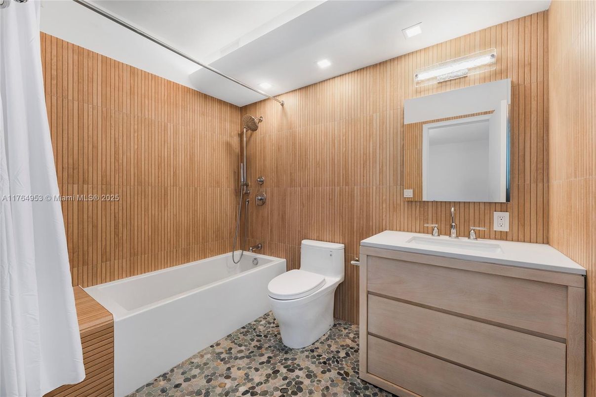 Bathroom, Interior, Recessed Lighting, Wooden Walls