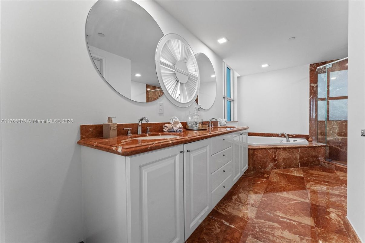 Bathroom, Dual Sink Vanities, Glass Shower, Interior, Recessed Lighting