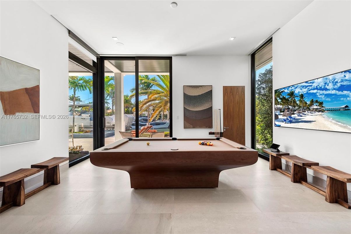 Billiard Table, Game Room, Interior, Recessed Lighting, Water