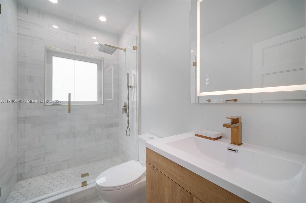 Bathroom, Glass Shower, Interior, Recessed Lighting