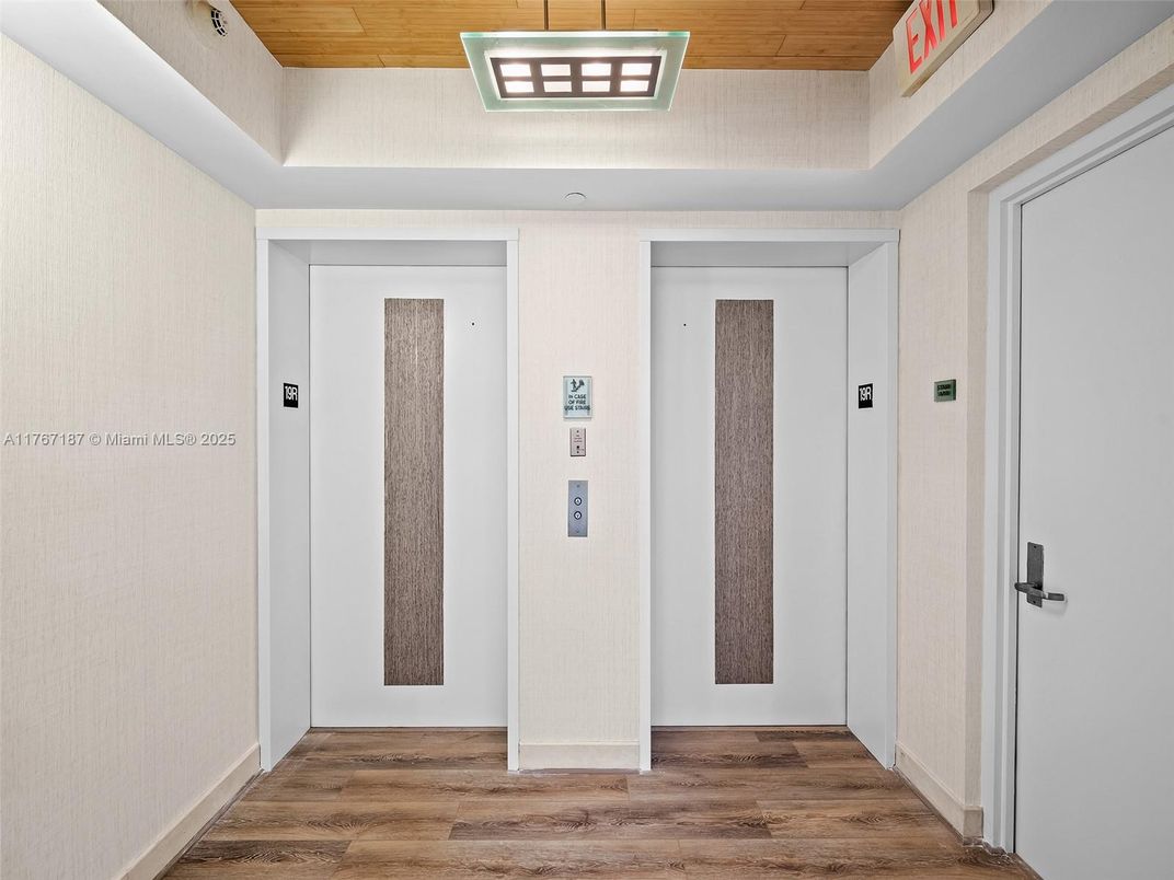 Elevator, Interior, Wooden Ceilings, Wood Texture Flooring