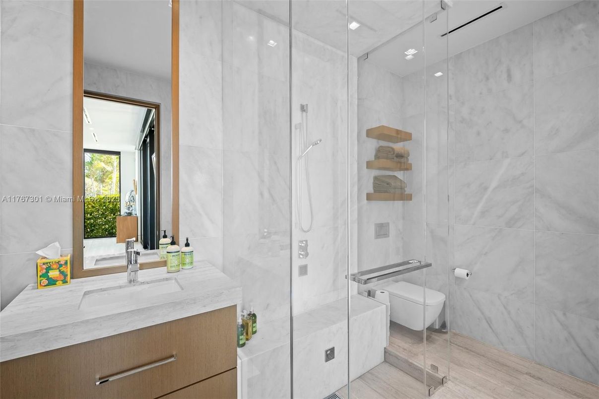 Bathroom, Glass Shower, Interior, Marble Walls