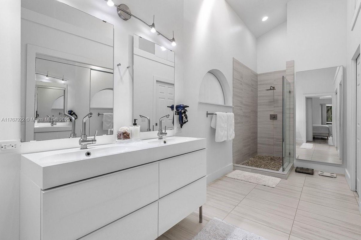 Bathroom, Dual Sink Vanities, Glass Shower, Interior, Recessed Lighting