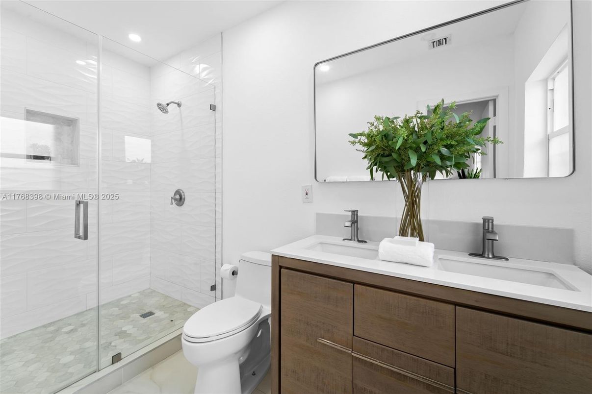 Bathroom, Glass Shower, Interior, Recessed Lighting