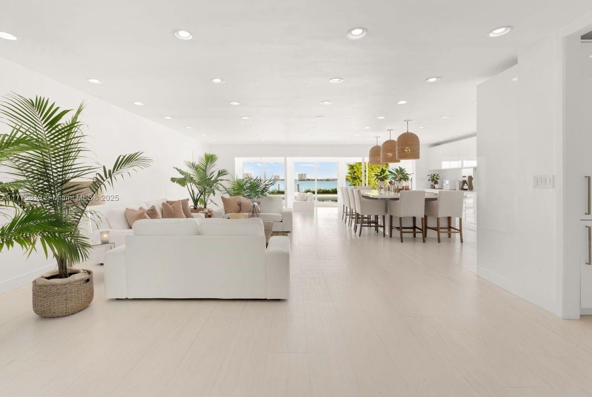 Dining room, Interior, Kitchen, Living room, Pendant Lights, Recessed Lighting, Water, Wood Texture Flooring