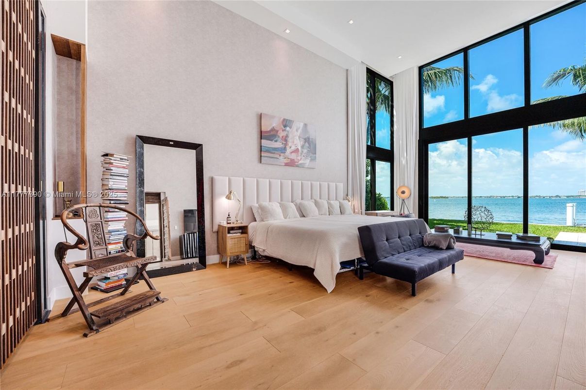 Bedroom, Interior, Recessed Lighting, Water, Wood Texture Flooring