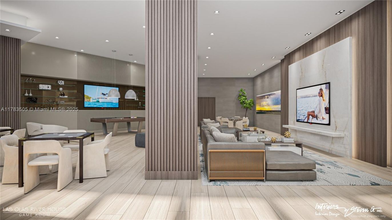 Dining room, Interior, Living room, Recessed Lighting, Wood Texture Flooring
