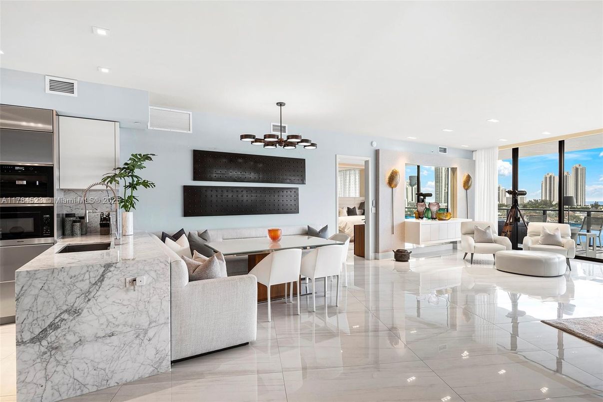 Dining room, Interior, Kitchen, Living room, Pendant Lights, Recessed Lighting, Stainless Steel Appliances, Water