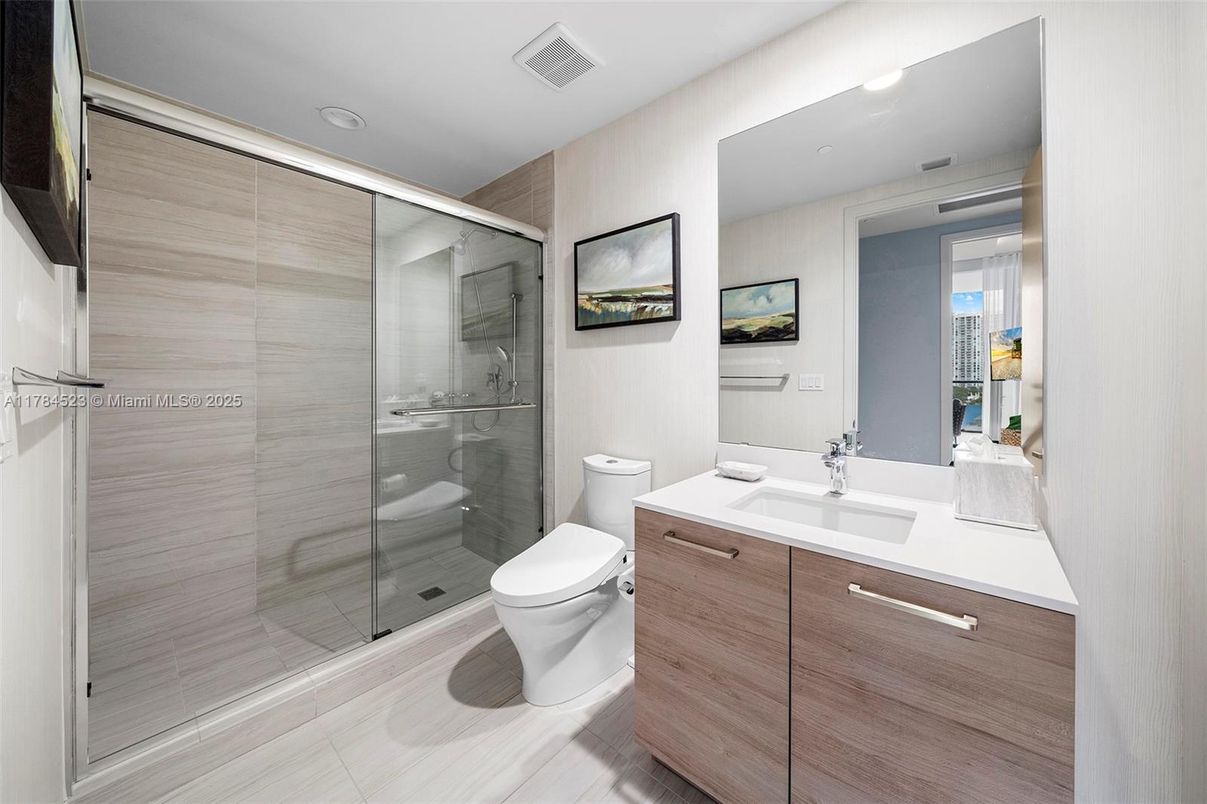 Bathroom, Glass Shower, Interior, Recessed Lighting
