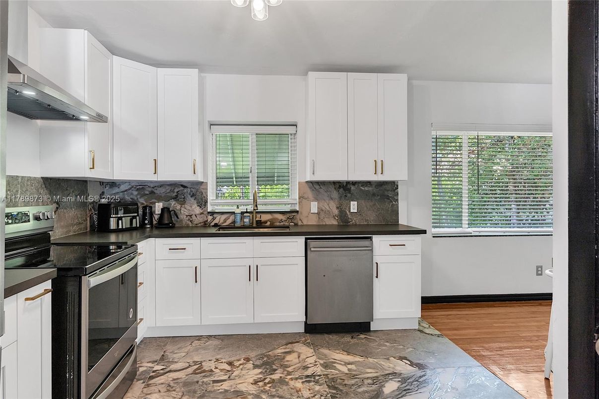 Interior, Kitchen, Stainless Steel Appliances, Wood Texture Flooring