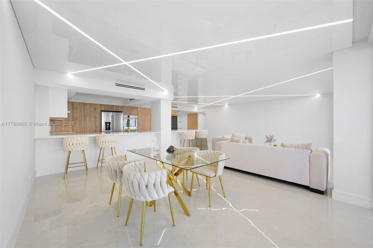 Dining room, Interior, Kitchen, Living room, Recessed Lighting, Stainless Steel Appliances