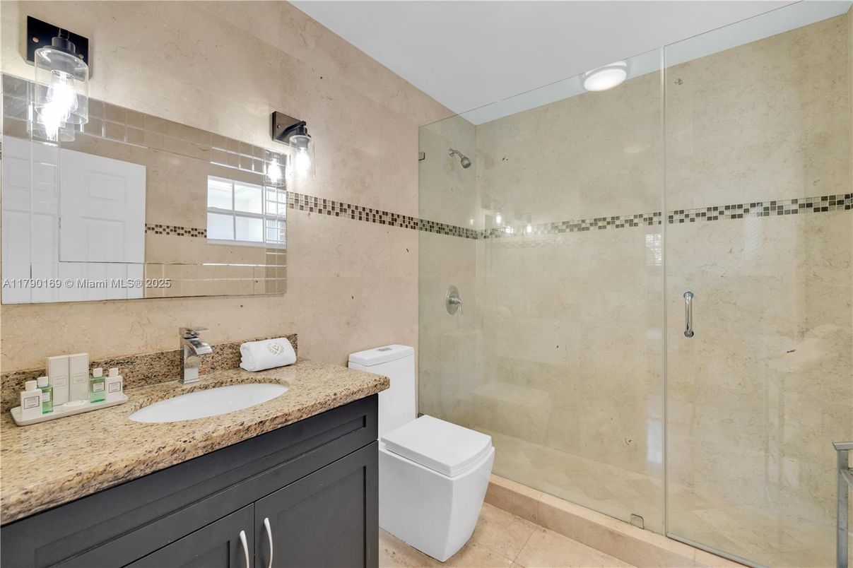 Bathroom, Glass Shower, Interior, Recessed Lighting