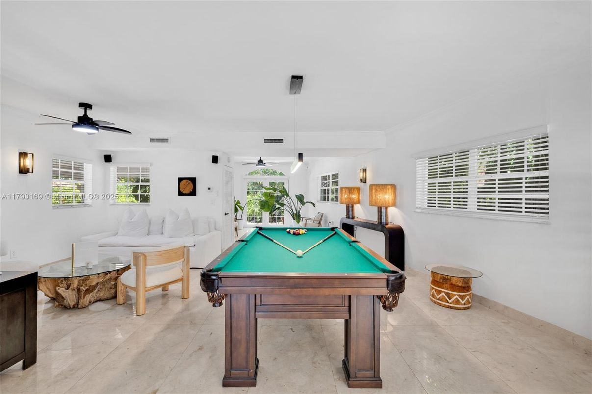 Billiard Table, Game Room, Interior, Pendant Lights