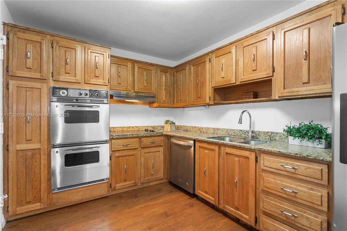 Interior, Kitchen, Stainless Steel Appliances, Wood Texture Flooring