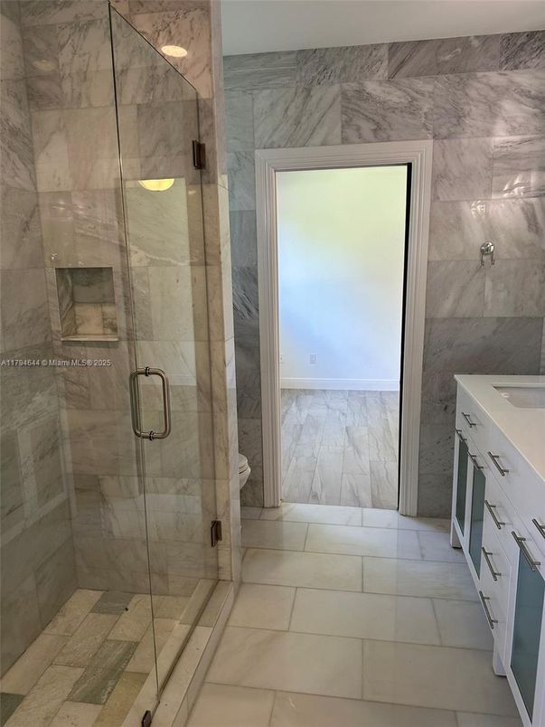 Bathroom, Glass Shower, Interior, Marble Walls