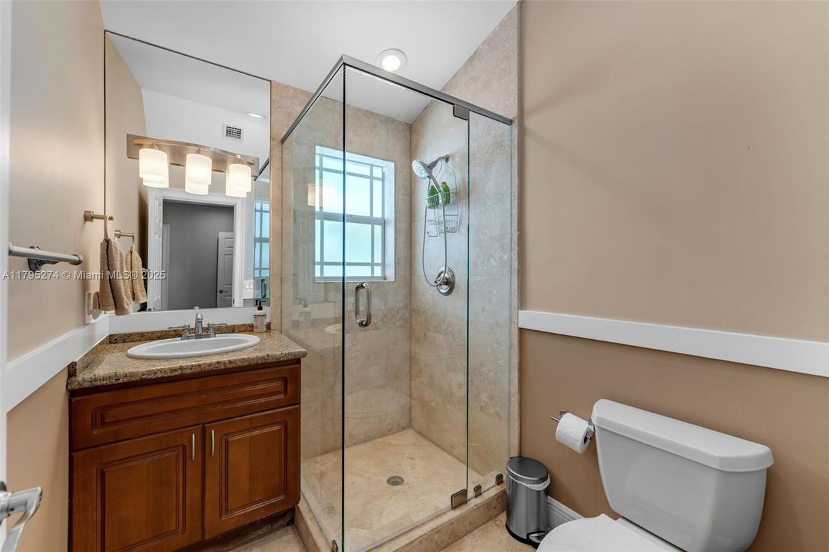 Bathroom, Glass Shower, Interior, Recessed Lighting