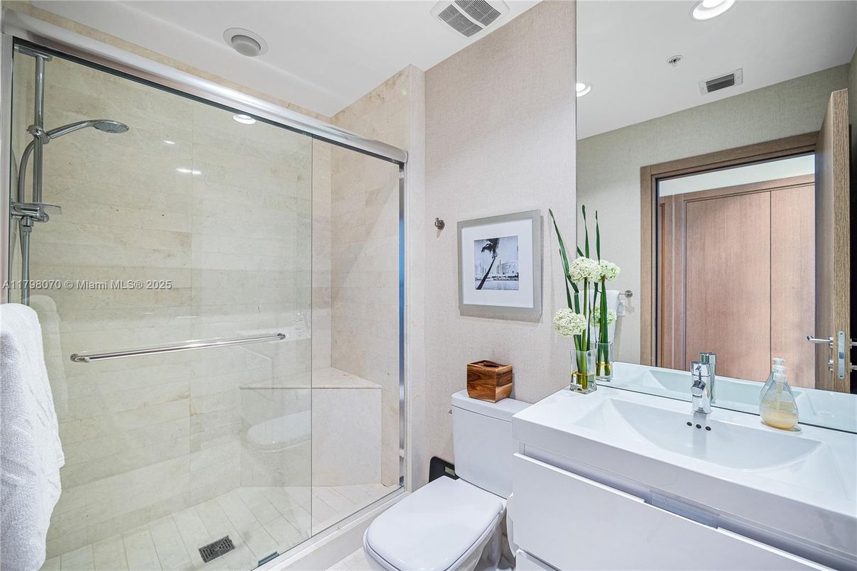 Bathroom, Glass Shower, Interior, Recessed Lighting