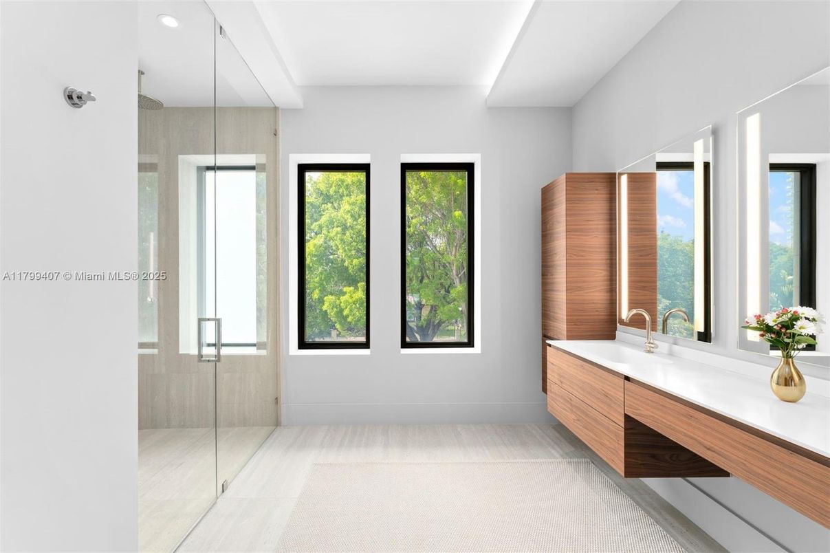 Bathroom, Glass Shower, Interior, Recessed Lighting