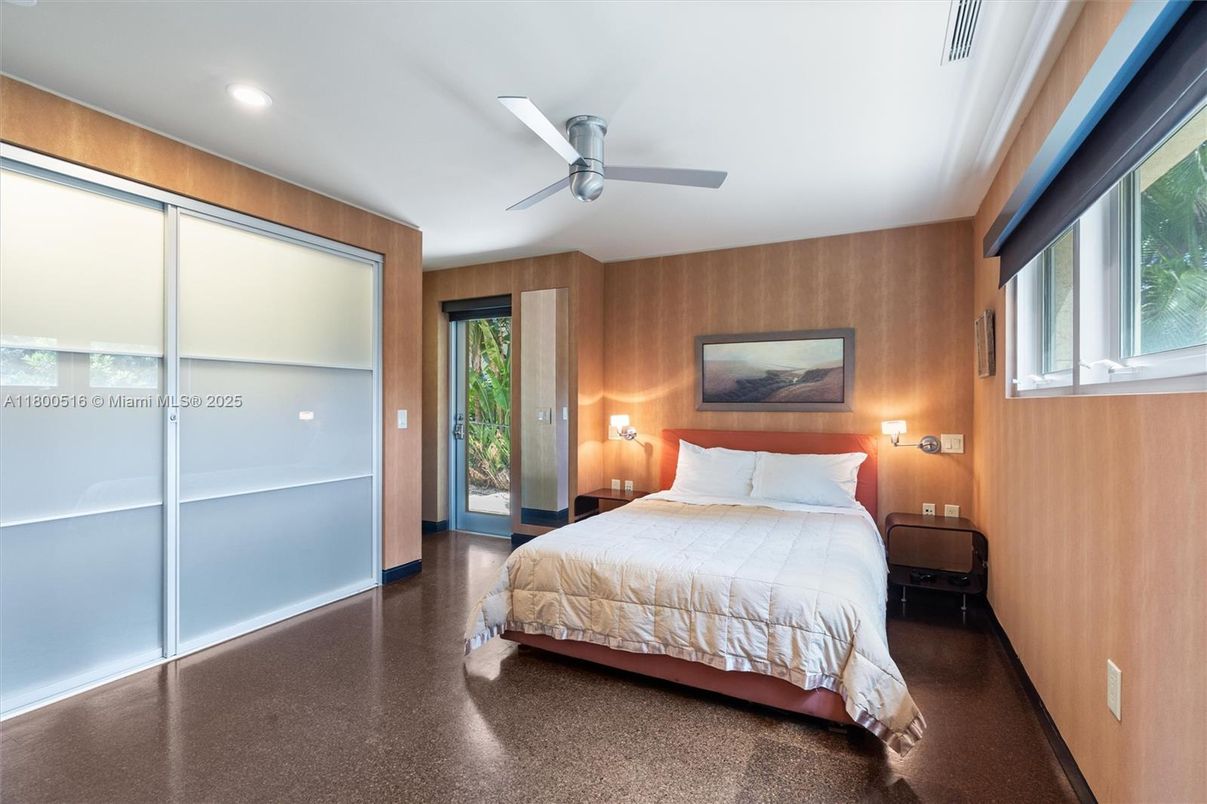 Bedroom, Interior, Recessed Lighting, Wooden Walls