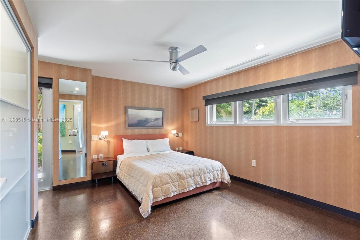 Bedroom, Interior, Recessed Lighting, Wooden Walls