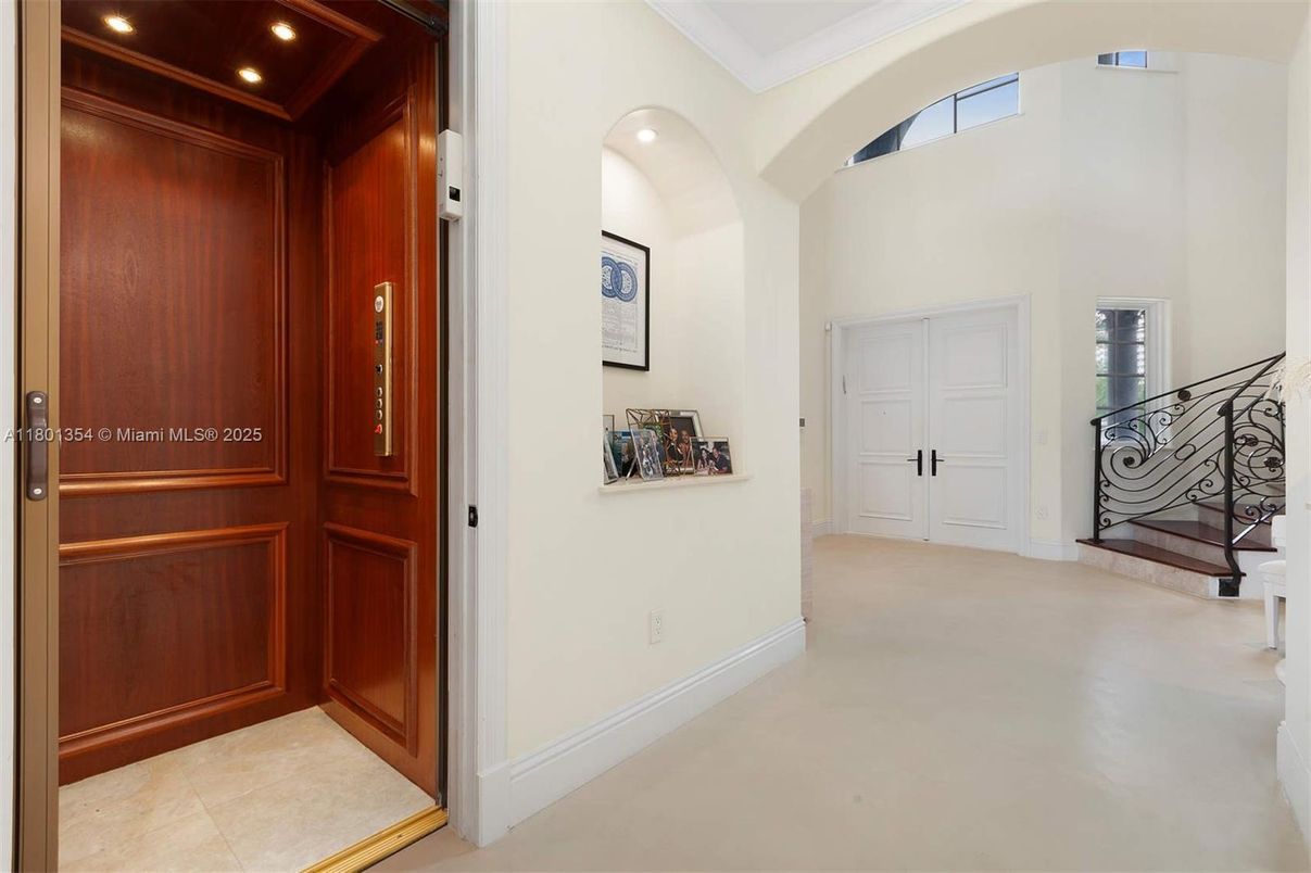 Elevator, Interior, Recessed Lighting, Wooden Walls
