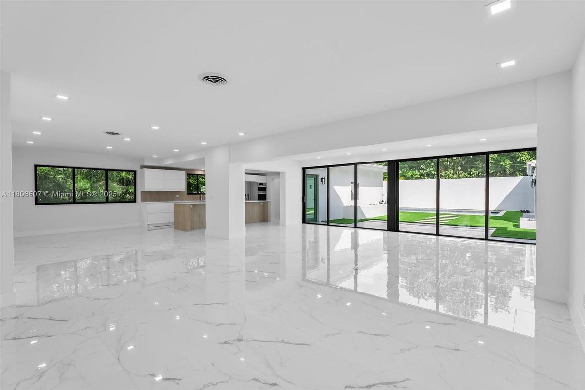 Empty room, Interior, Kitchen, Marble, Recessed Lighting