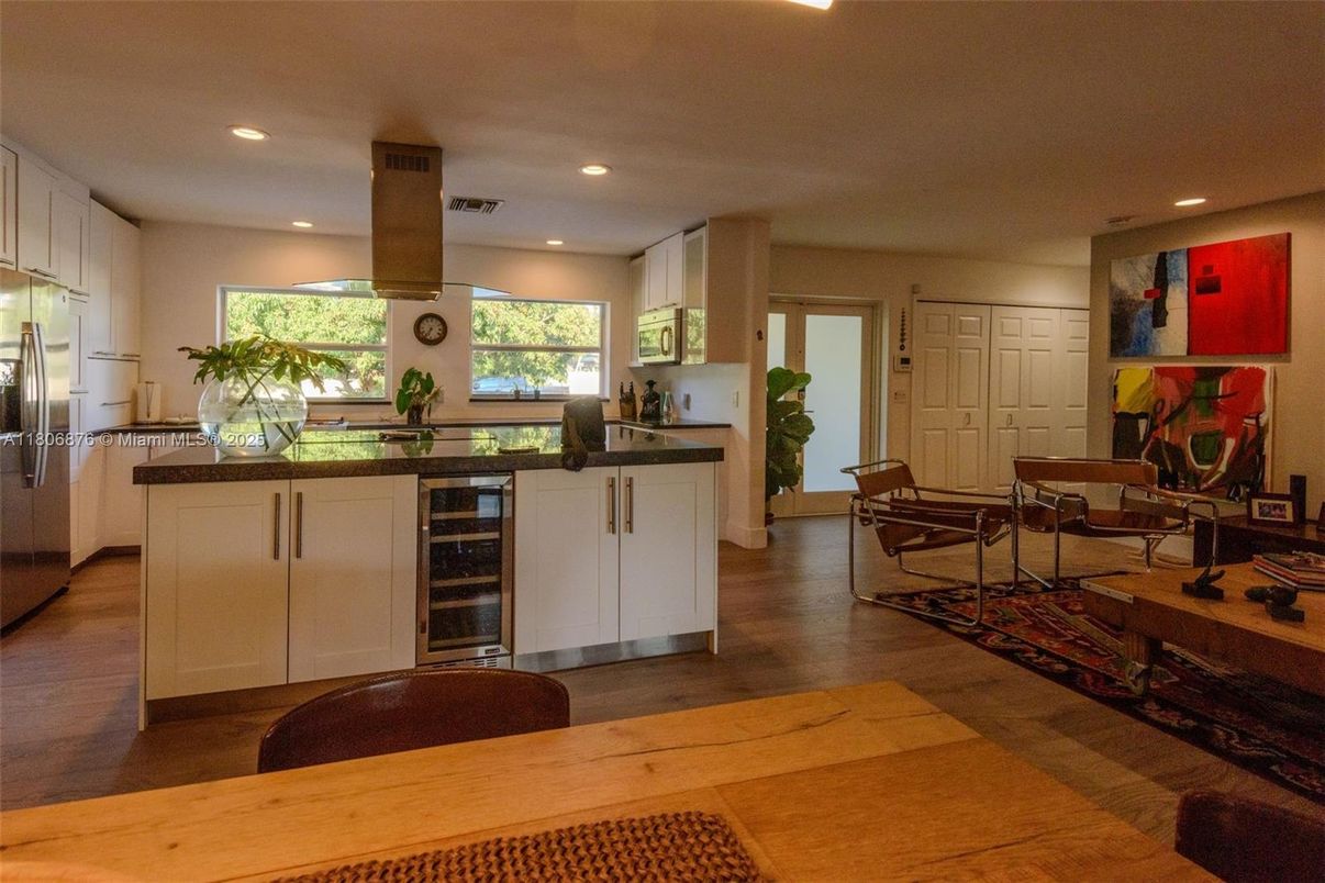 Interior, Kitchen, Recessed Lighting, Wood Texture Flooring