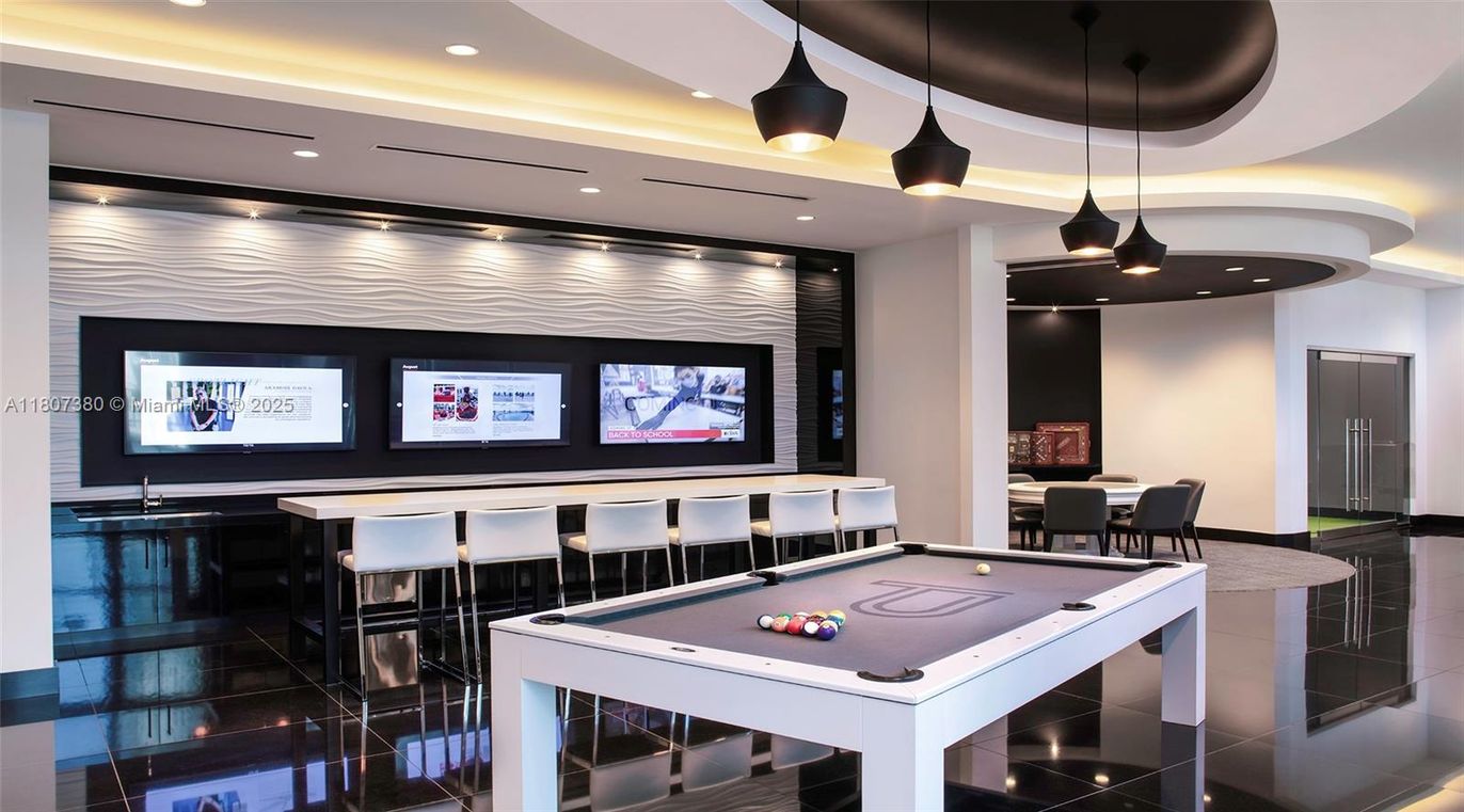 Billiard Table, Game Room, Interior, Pendant Lights, Recessed Lighting